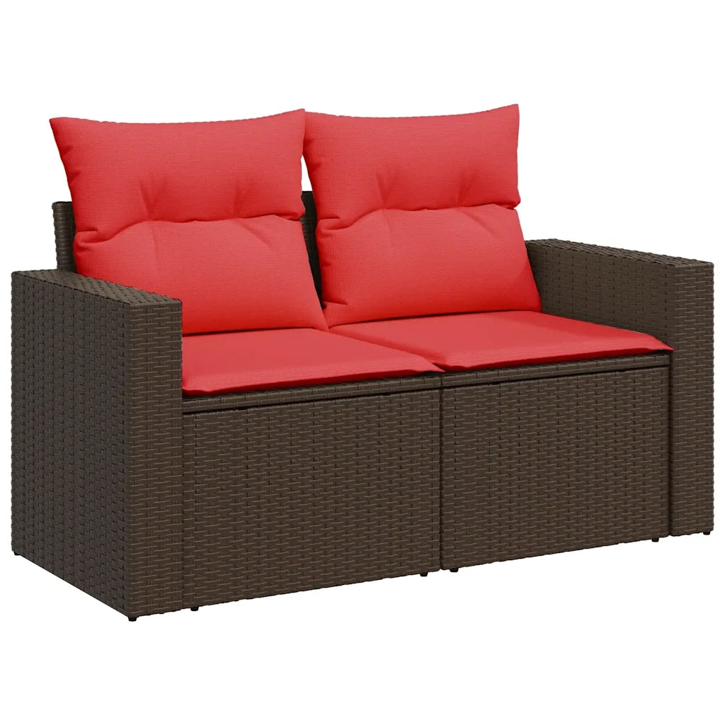 Set Divano Giardino 6 pz con Cuscini Marrone Polyrattan Acacia 3326255
