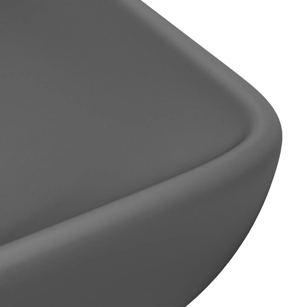 Lavabo da appoggio rettangolare di lusso lavabo da bagno vano trucco finitura opaca 71 x 38 cm ceramica grigio scuro 02_0002703