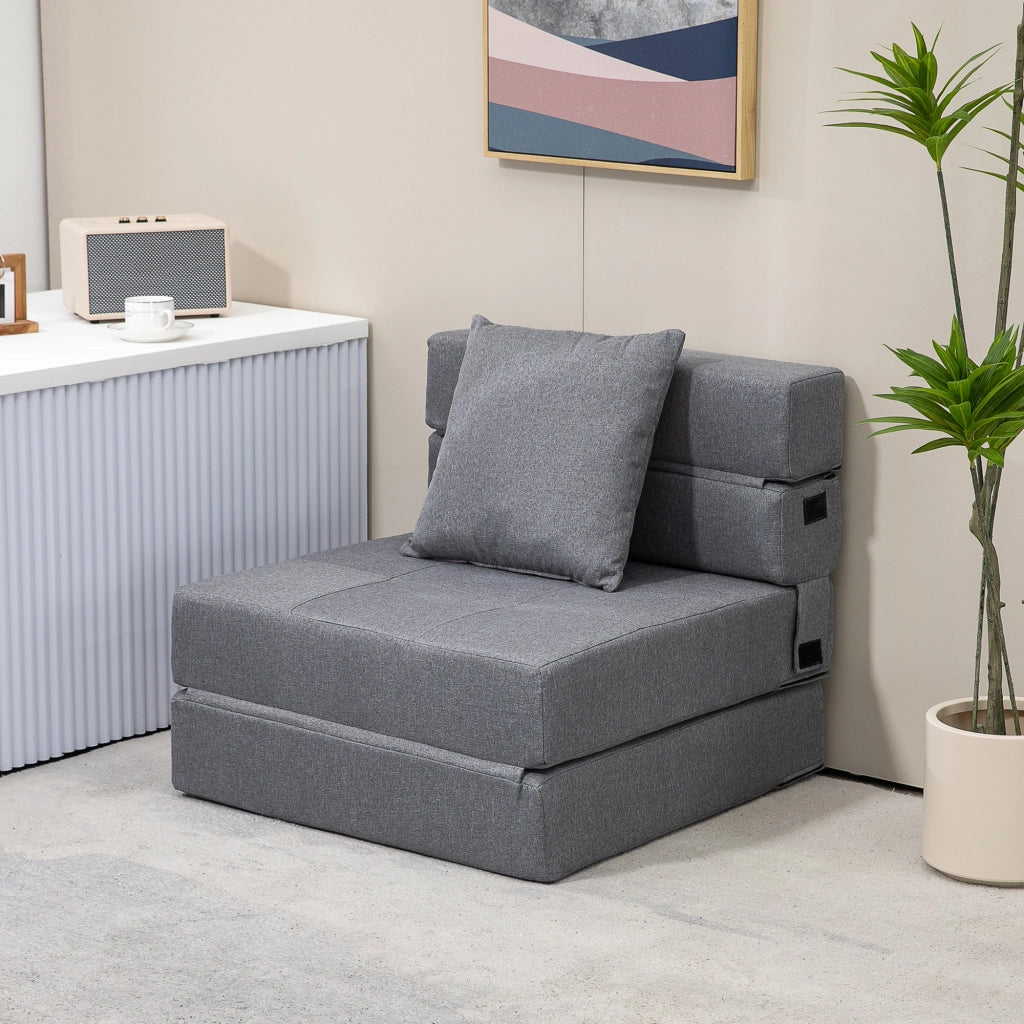 Poltrona letto convertibile 1 posto ¨C Xylo ¨C Tessuto grigio con cuscino sfoderabile