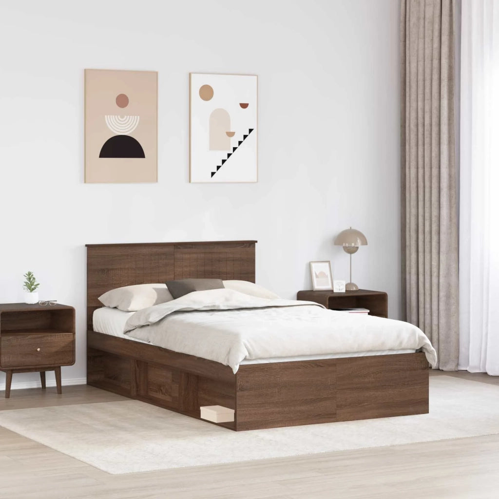 Struttura del letto Rovere Marrone 120 x 190 cm Pino massello