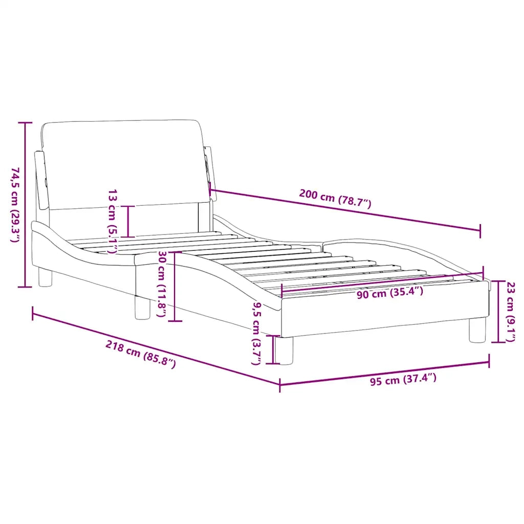 Giroletto con Testiera Dover Rosa 90x200 cm Velluto 373117