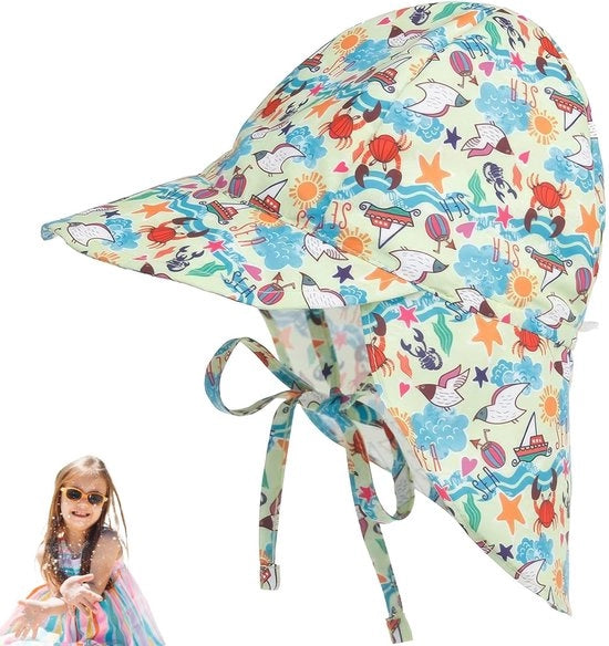 Cappello per bambini con protezione UV UPF 50+ - visiera regolabile - protezione collo - tessuto respirante - età 2-5 anni - misura del capo 48-54 cm