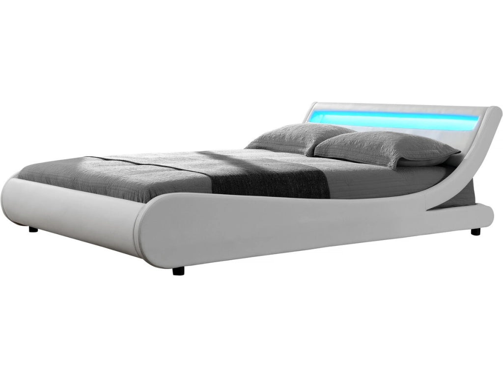 Letto con luce LED "Natacha" - 160 x 200 cm - Bianco