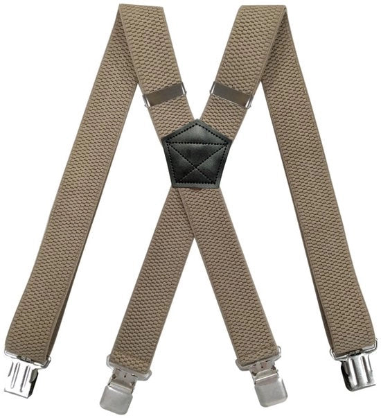 Cinture beige con quattro robuste, durature e ampie clip in acciaio per prevenire lo scivolamento.