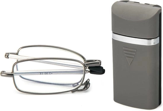 Leggibile portatile di acciaio inossidabile con filtro antinebbia - Ombrello per occhiali - Unisex - Lettore portatile - Grigio