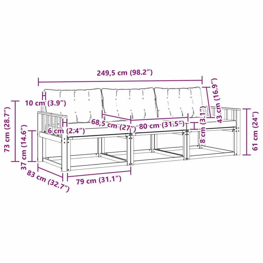 Set di divani da esterno 3 pz Bianco e Beige 3388371