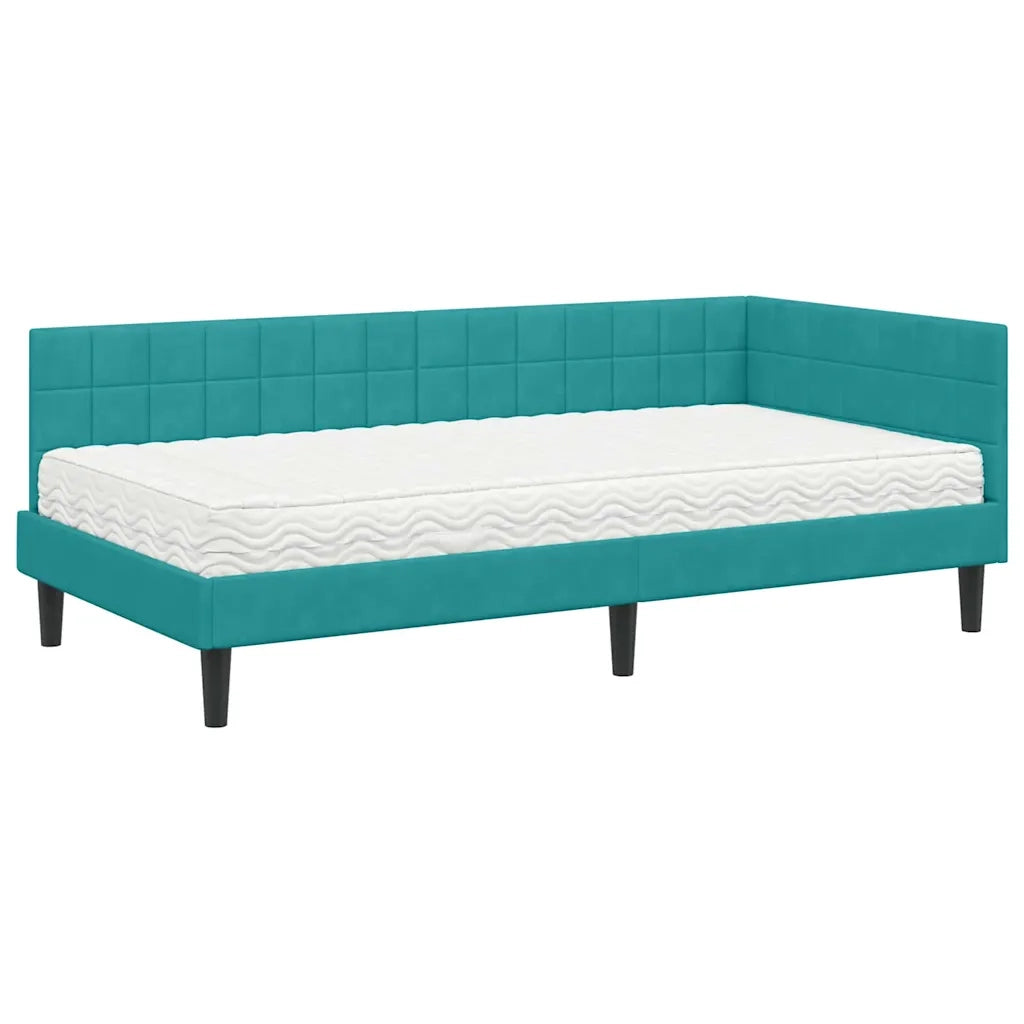 Struttura Letto Angolare con Materasso 2 pcs Turchese Velluto 3393986