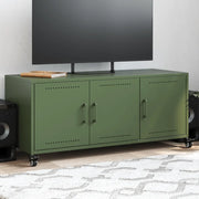 Mobile TV Verde Oliva 100,5x39x43,5cm Acciaio Laminato a Freddo