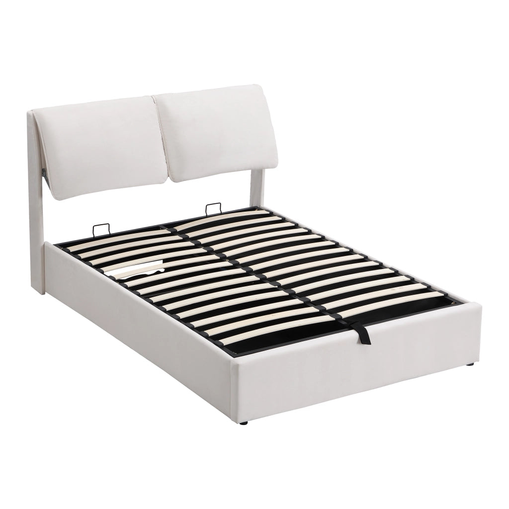 letto imbottito velluto beige 140 x 200 cm