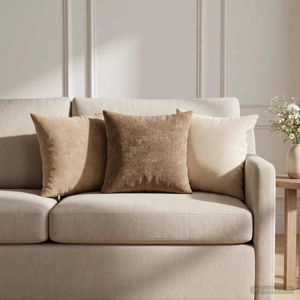 Federa 6 pz HEERLEN Marrone 30 x 30 cm Tessuto Chenille 907474