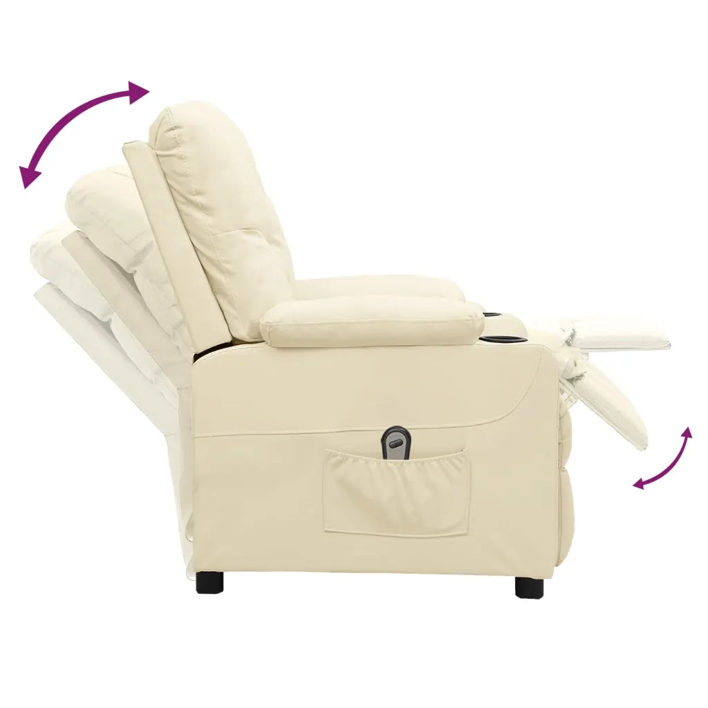 Poltrona | Sedia Relax Reclinabile Elettrica Crema in Similpelle