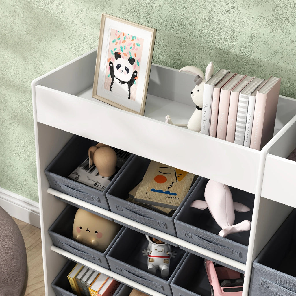 Mobile Portagiochi Bambini ¨C Xylo ¨C 11 Cestini Tessuto Bianco 105x30x80cm