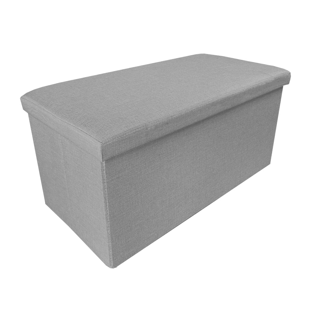 Puff Ottomano Portaoggetti Rettangolare in Tessuto Pieghevole 76x38x38cm | Nyana Casa | Stile ottomano | Tessuto Resistente | Nero, grigio e beige
