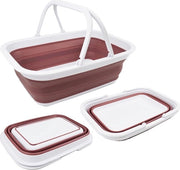 Tino da 9,2L con Maniglia - Borsa da Picnic Esterna Portatile - Borsa da Spesa Pieghevole - Contenitore di Stoccaggio Salvapazio (Bianco/Rosso Mughetto)