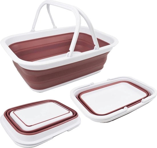 Tino da 9,2L con Maniglia - Borsa da Picnic Esterna Portatile - Borsa da Spesa Pieghevole - Contenitore di Stoccaggio Salvapazio (Bianco/Rosso Mughetto)