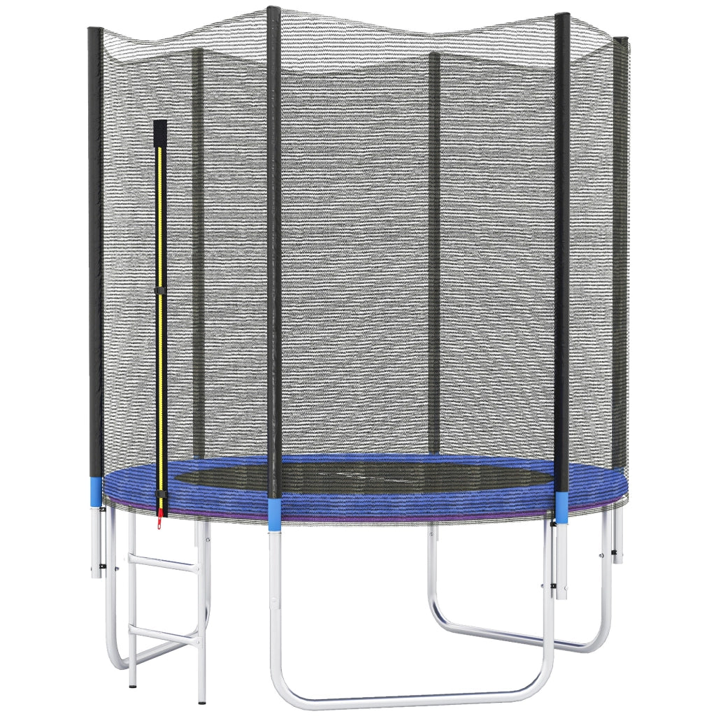 Trampolino Elastico con Scaletta e Rete di Sicurezza. in Acciaio e Plastica. ?180x200 cm. Blu