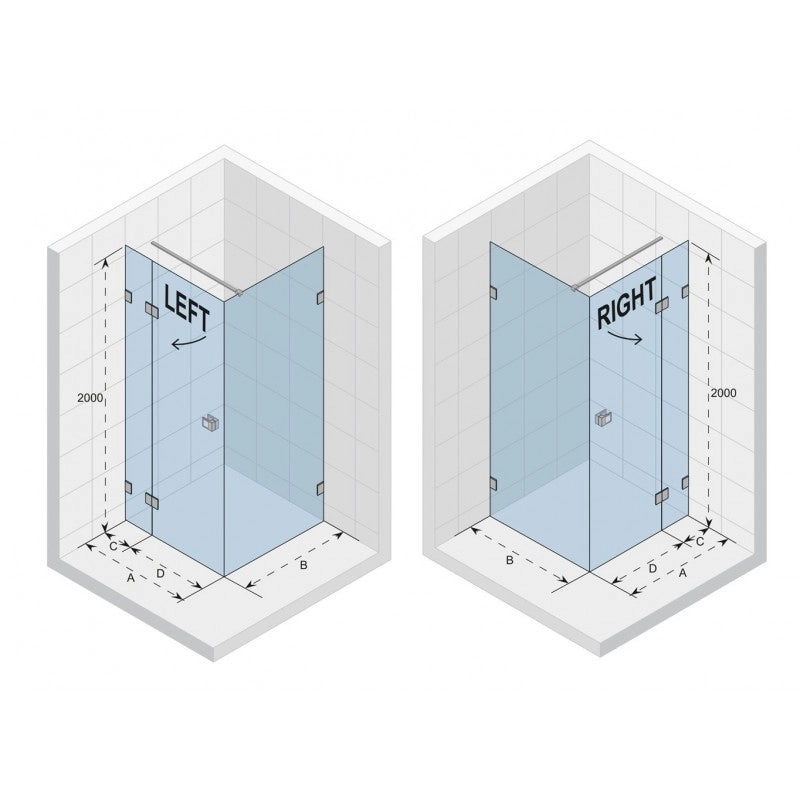 Box doccia angolare destro SCANDIC NXT 203 RIHO 120x100 x200cm con cerniera cromata