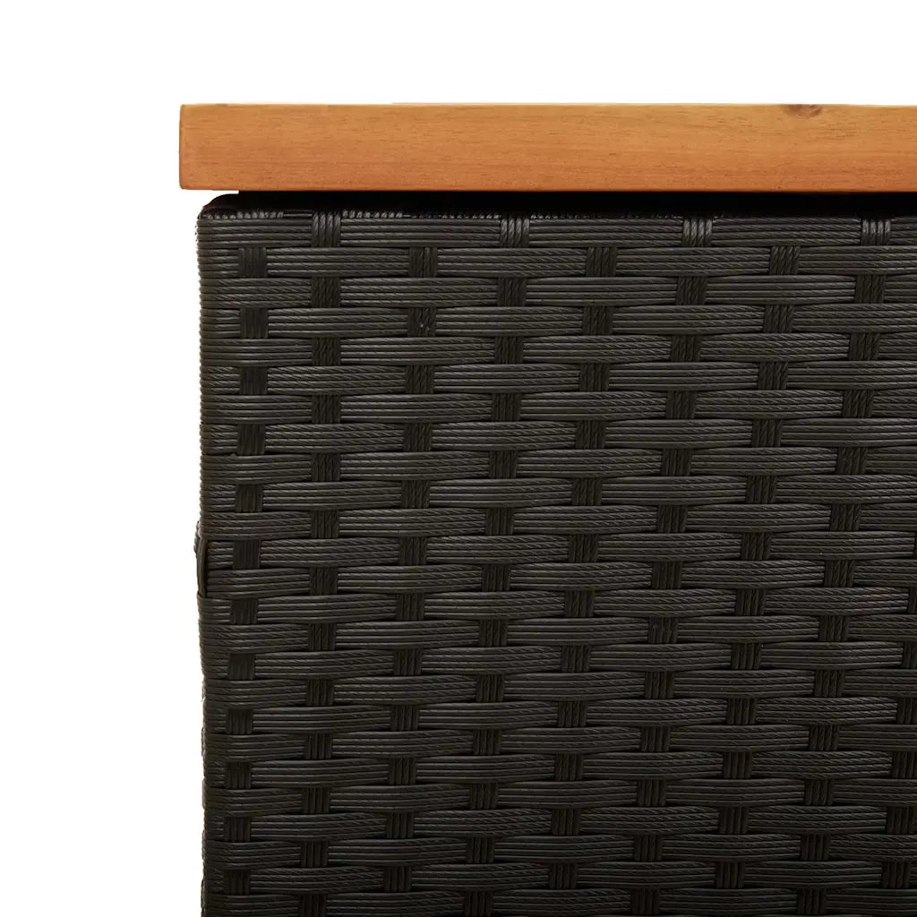 Contenitore Giardino Nero 110x50x54cm Polyrattan e Legno Acacia CFW8343140