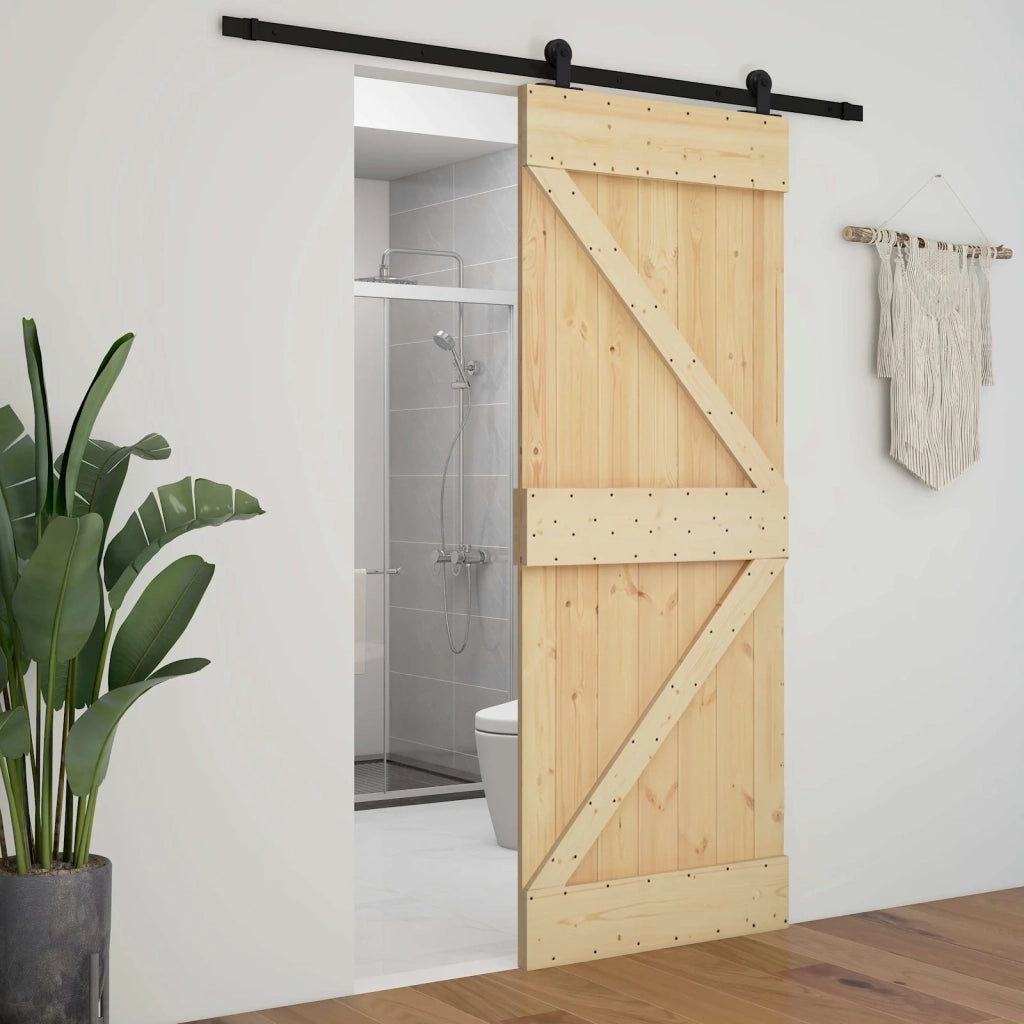 Porta scorrevole Naturale e Nero 100 x 210 cm 3444867