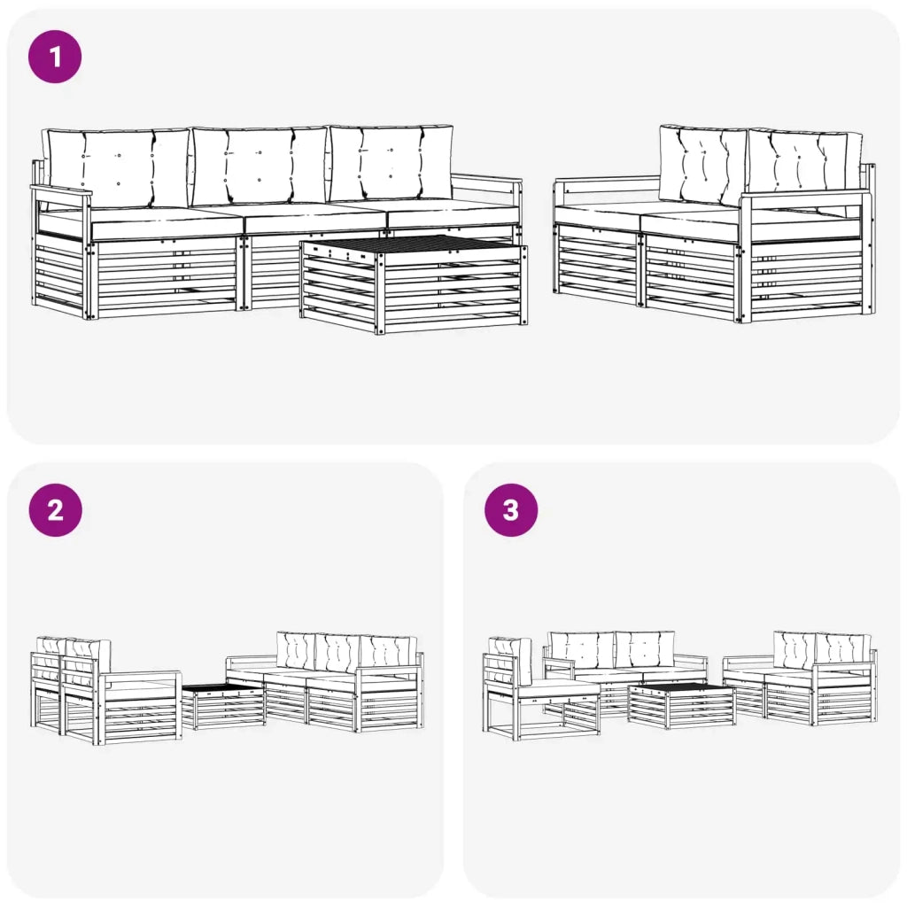 Set di divani da esterno 6 pcs Bianco e Beige 3390033