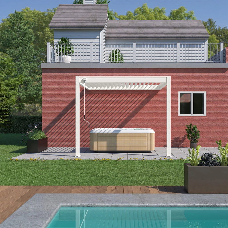 Pergola Bioclimatica Ombréa VS 3x3M addossata – Bianca (Versione2