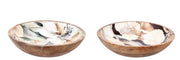1 Pezzo Ciotola Insalatiera in Legno Tonda Abel 30 x 7 cm 2 Decori