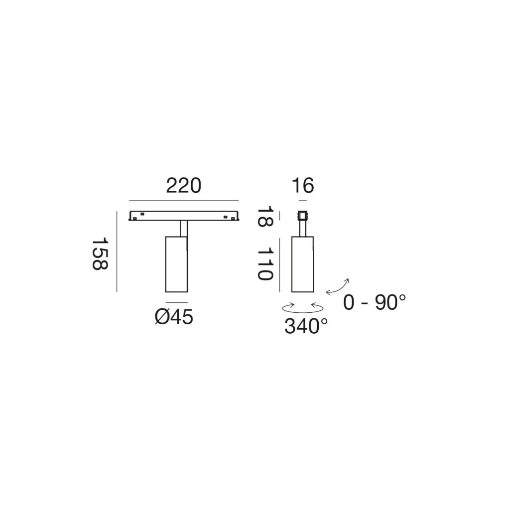 Modulo LED Magnetico 48V 12W 967Lm 3000K Dimmerabile Push - Struttura Alluminio Orientabile - Gealuce
