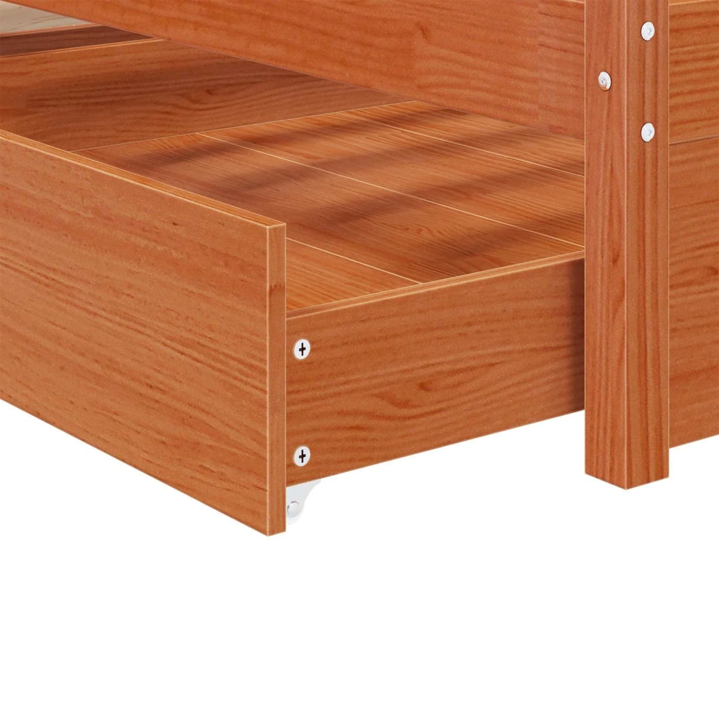 Letto singolo | Letto per adulti | Struttura del letto 3 pcs Marrone cerato Legno di pino