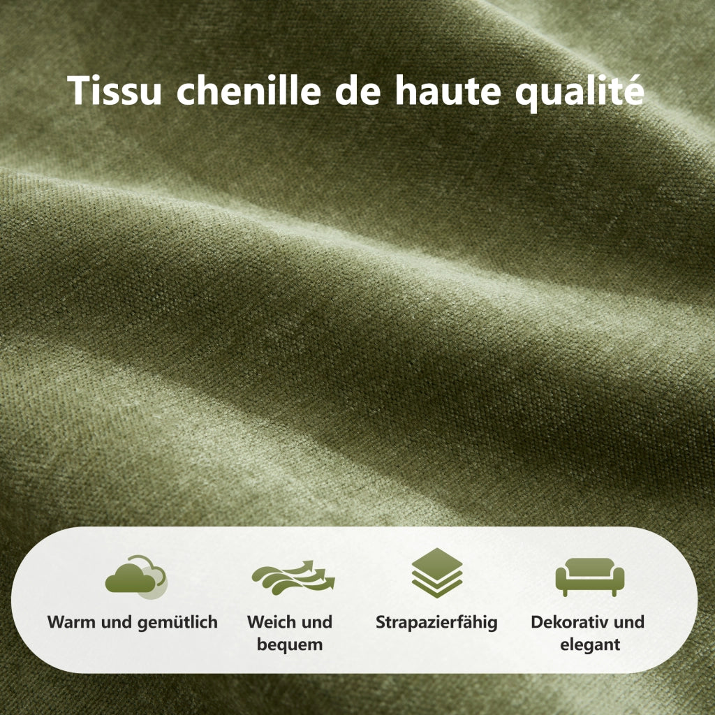 Divano Modulare 3 Posti in Tessuto Chenille ¨C MINIMAL ¨C Verde, Senza Montaggio