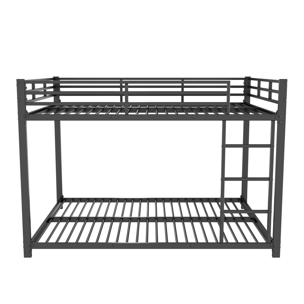 Letto a castello in metallo 140x200 cm, struttura nera classica, per bambini, con reti a doghe