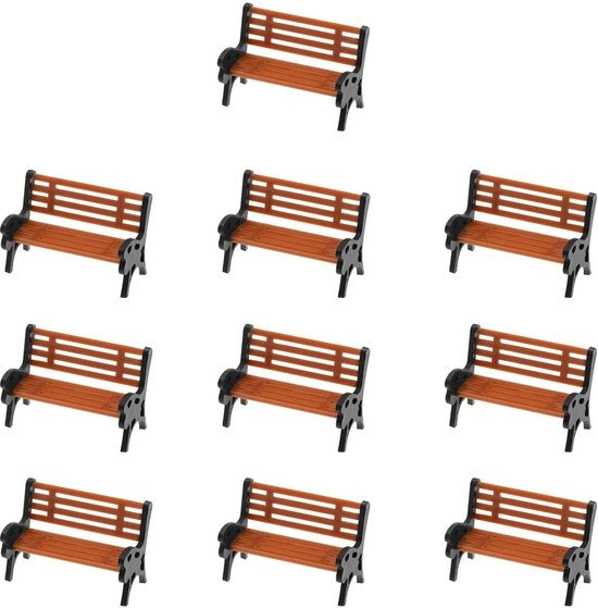 Banchi da giardino in miniatura 1:150 - 10 pezzi - plastica - arancione - sedie decorative - ideali per progetti di paesaggio - arredamento da giardino in miniatura