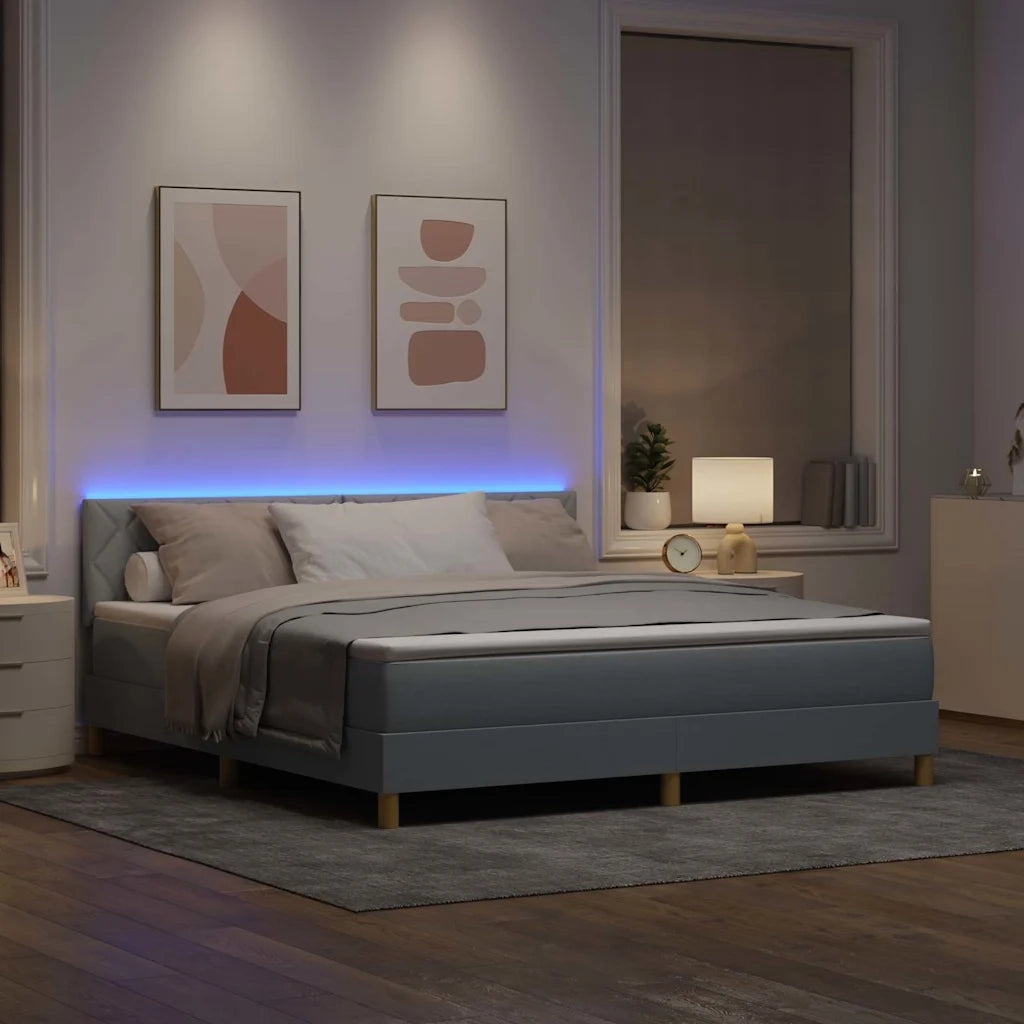 Letto a Sorgente LED con led Grigio chiaro 180 x 200 cm Tessuto 3342534
