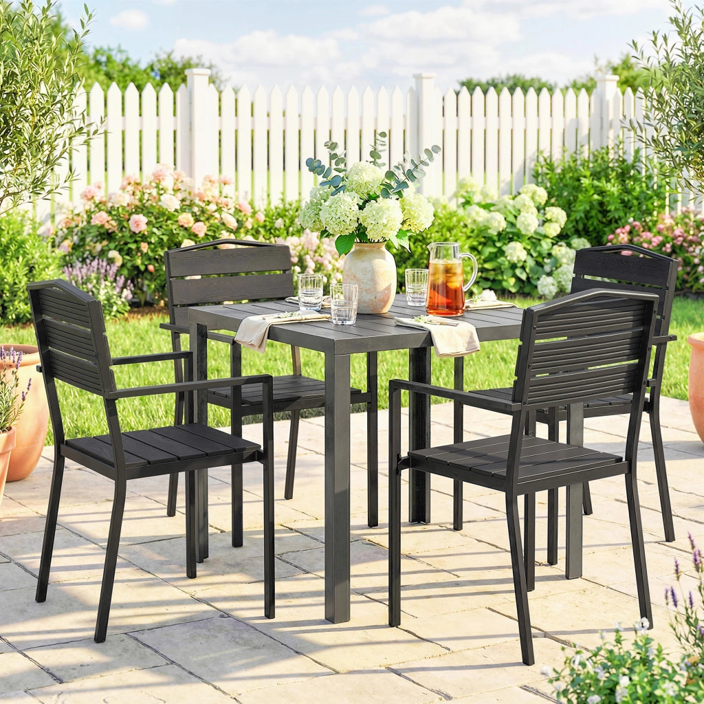 Sedia da giardino impilabile con braccioli ¨C Minimal ¨C Nero 52x51x90 cm