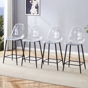 Set di 4 sgabelli da bar trasparenti con struttura in metallo argento/oro/nero, sedie dal design moderno per cucina, bar o sala da pranzo (solo sedie,