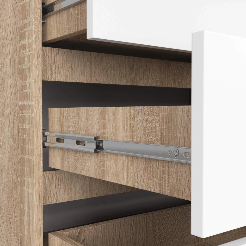 Cassettiera AKORD K160 Sonoma Quercia 160 cm 8 cassetti inserto frontale Bianco 160x40x99 cm