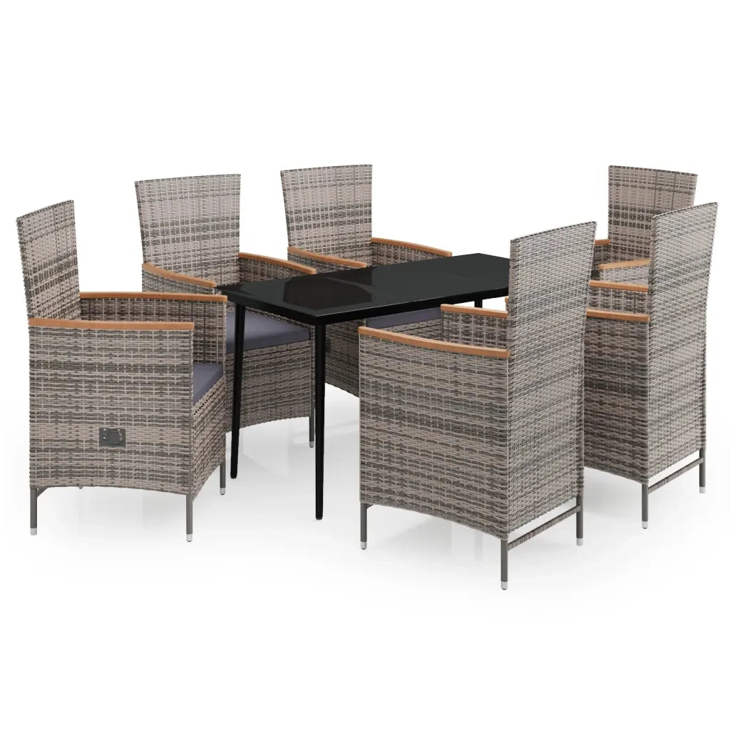 Set da Pranzo da Giardino 7 pz con Cuscini Grigio 3099452