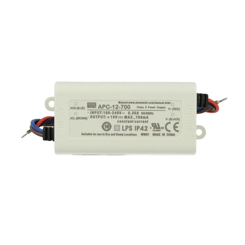 Led Driver CC MW MEAN WELL Serie APC Trasformatore Corrente Costante IP42 (700mA 9V-18VDC 12W)