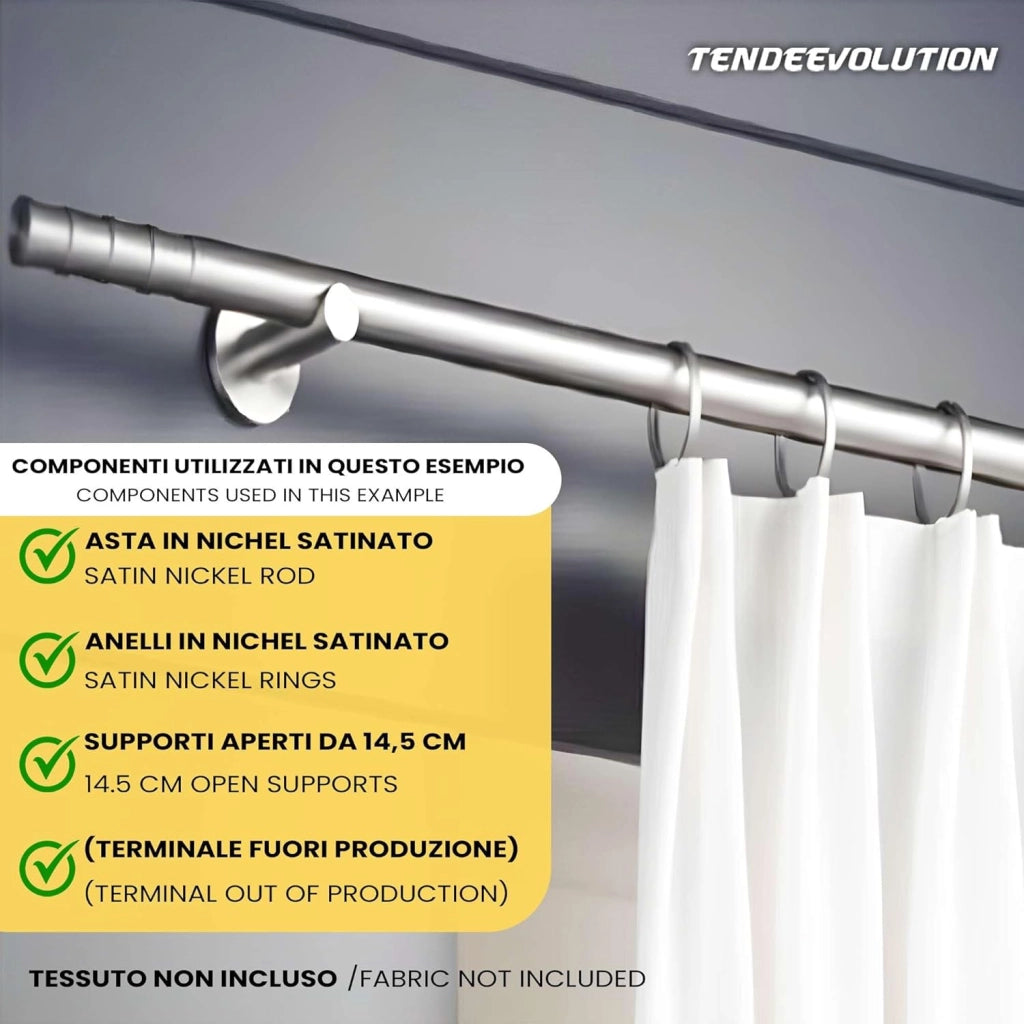 Bastone per Tenda In Acciaio Zincato Diametro 20mm Binario per tende Colore Cromato Lunghezza 200 CM