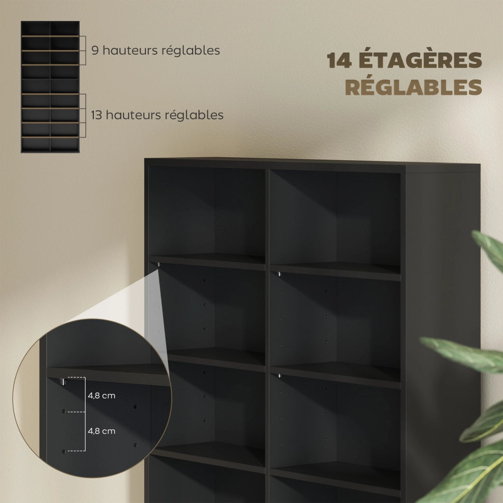 Libreria porta CD DVD Blu-ray ¨C Xylo ¨C 18 scomparti nero 78,5x24x175 cm