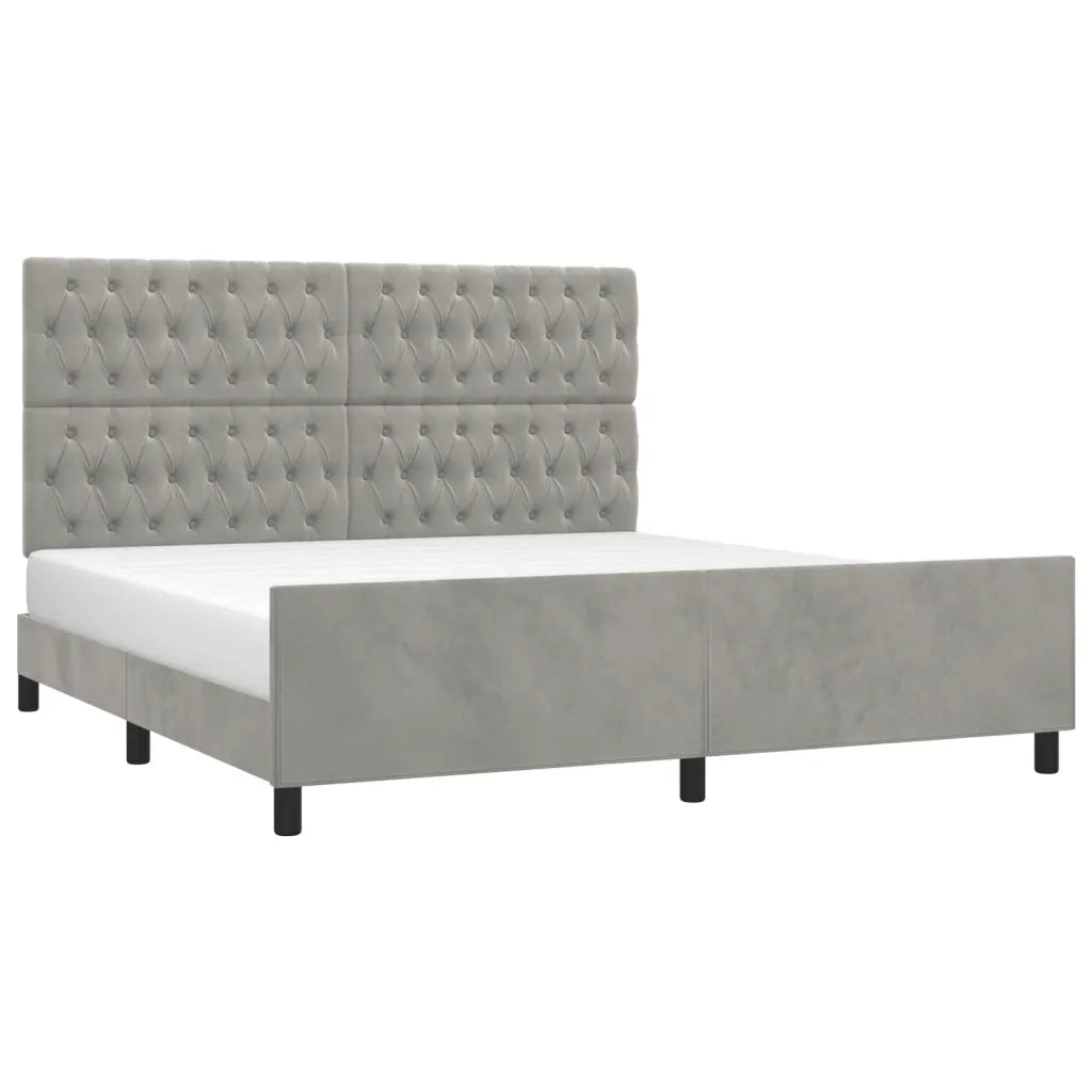 Giroletto con Testiera-Struttura Letto con testiera Grigio Chiaro 180x200 cm in Velluto 252529
