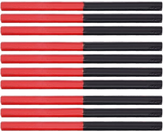 Set di matite per disegno 9 pezzi - Stucco per legno - 175 mm - Rosso/Blu - Sei angoli - Legno di conifera duraturo - Matita per disegno