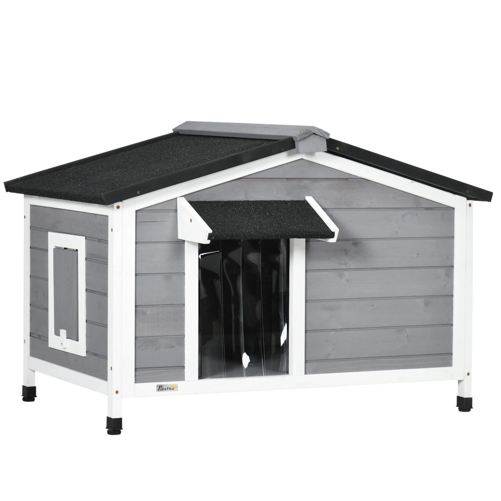 Casetta per Cani in Legno con Tetto e Base ¨C zephmum ¨C Grigio 97x72x65 cm