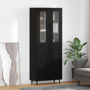 Credenza 2 pz-Set di 2 Buffet-Armadio da cucina Rovere Nero Legno Stratificato e Vetro 713116