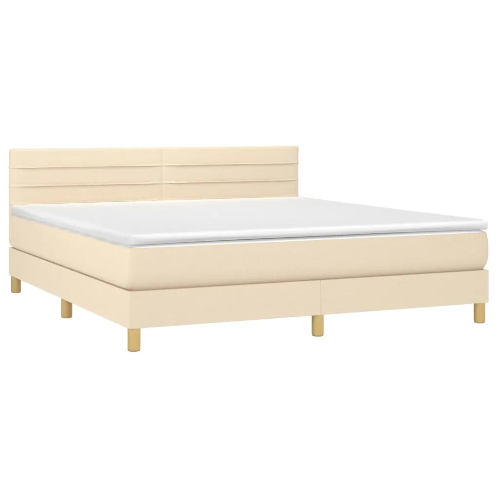 Letto a Molle con Materasso e LED Crema 180x200 cm in Tessuto 3133818