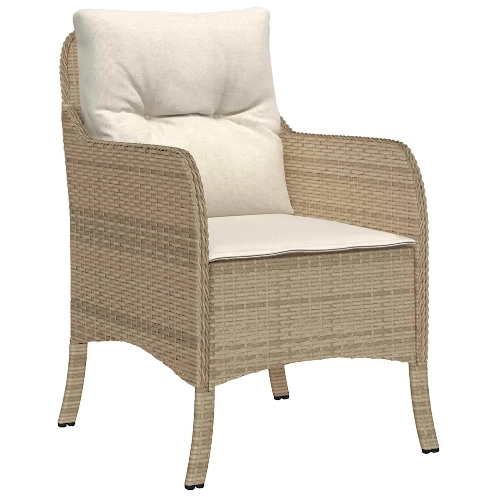 Set da Pranzo per Giardino con cuscino 9 pcs Beige polyrattan 3380175