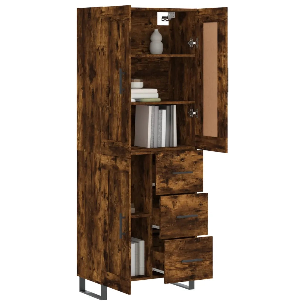 Credenza | Madia | Buffet da pranzo | Armadio da pranzo Rovere Fumo 69,5x34x180 cm in Legno Multistrato