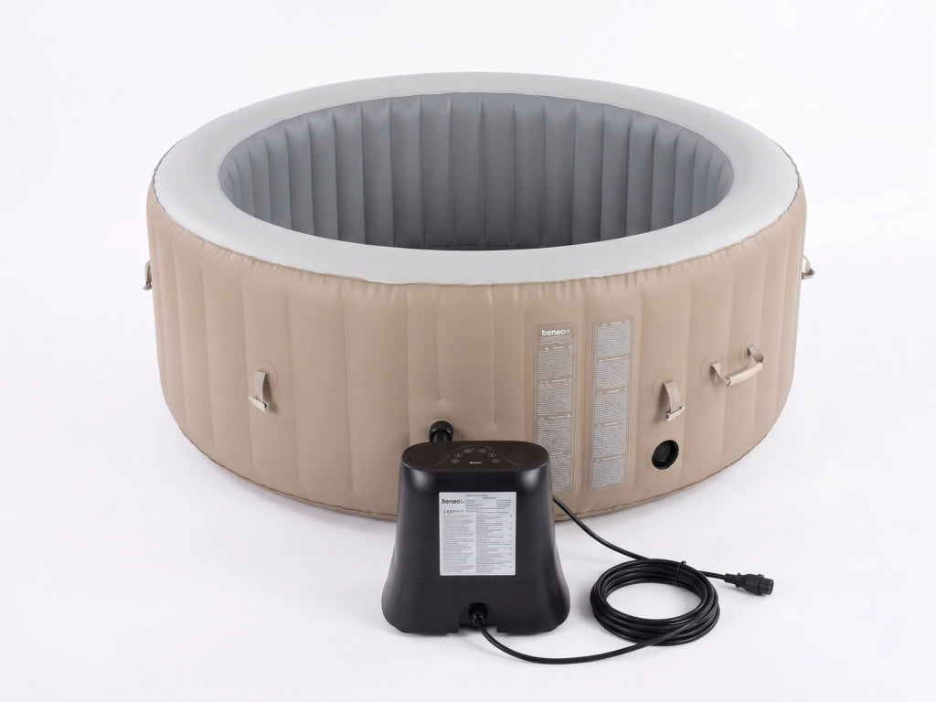 Spa gonfiabile a 4 posti - Forma rotonda - Beneo - Filtro e copertura inclusi - Beige