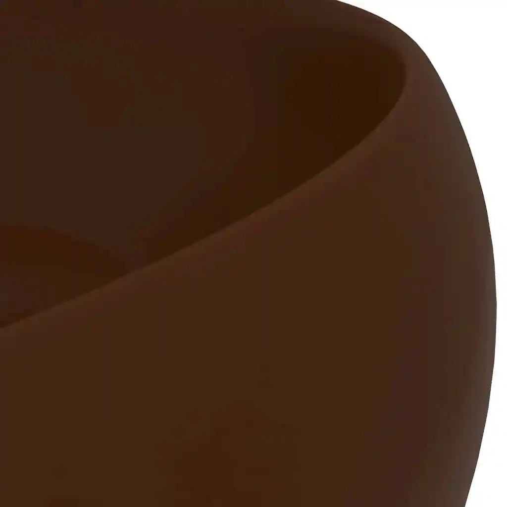 Lavandino Lusso Rotondo Marrone Scuro Opaco 40x15cm in Ceramica 147006