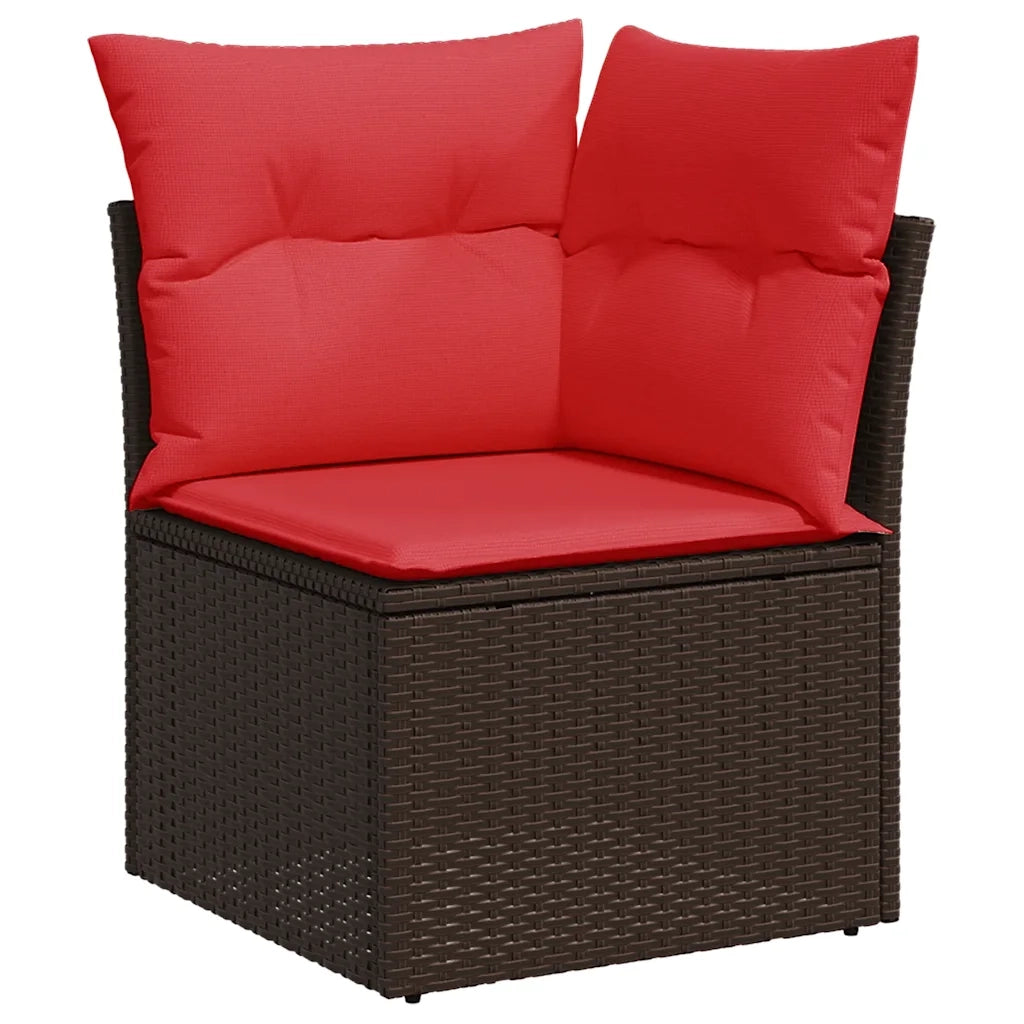 Set Divani da Giardino 7 pz con Cuscini Marrone in Polyrattan 3268574