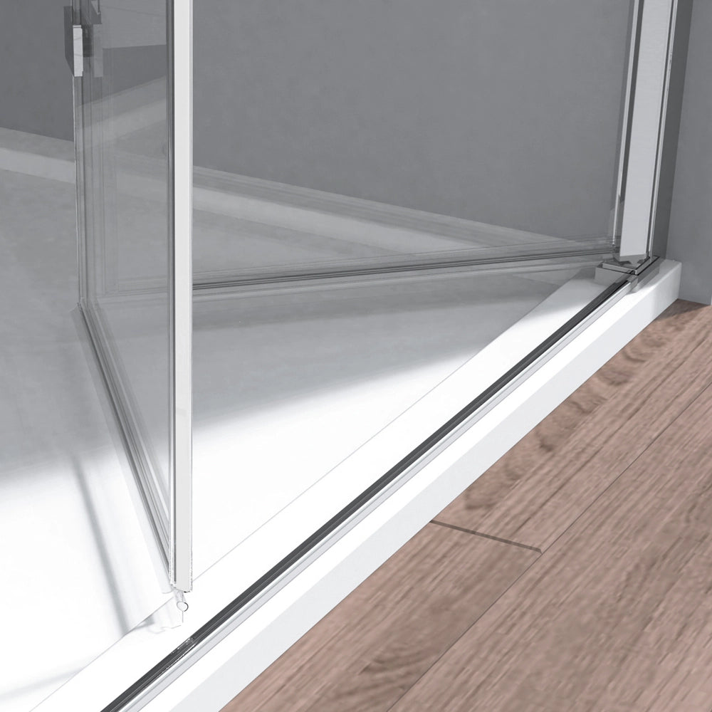 Box doccia angolare 80x90 in vetro temperato trasparente doppio soffietto con profili cromo Neos